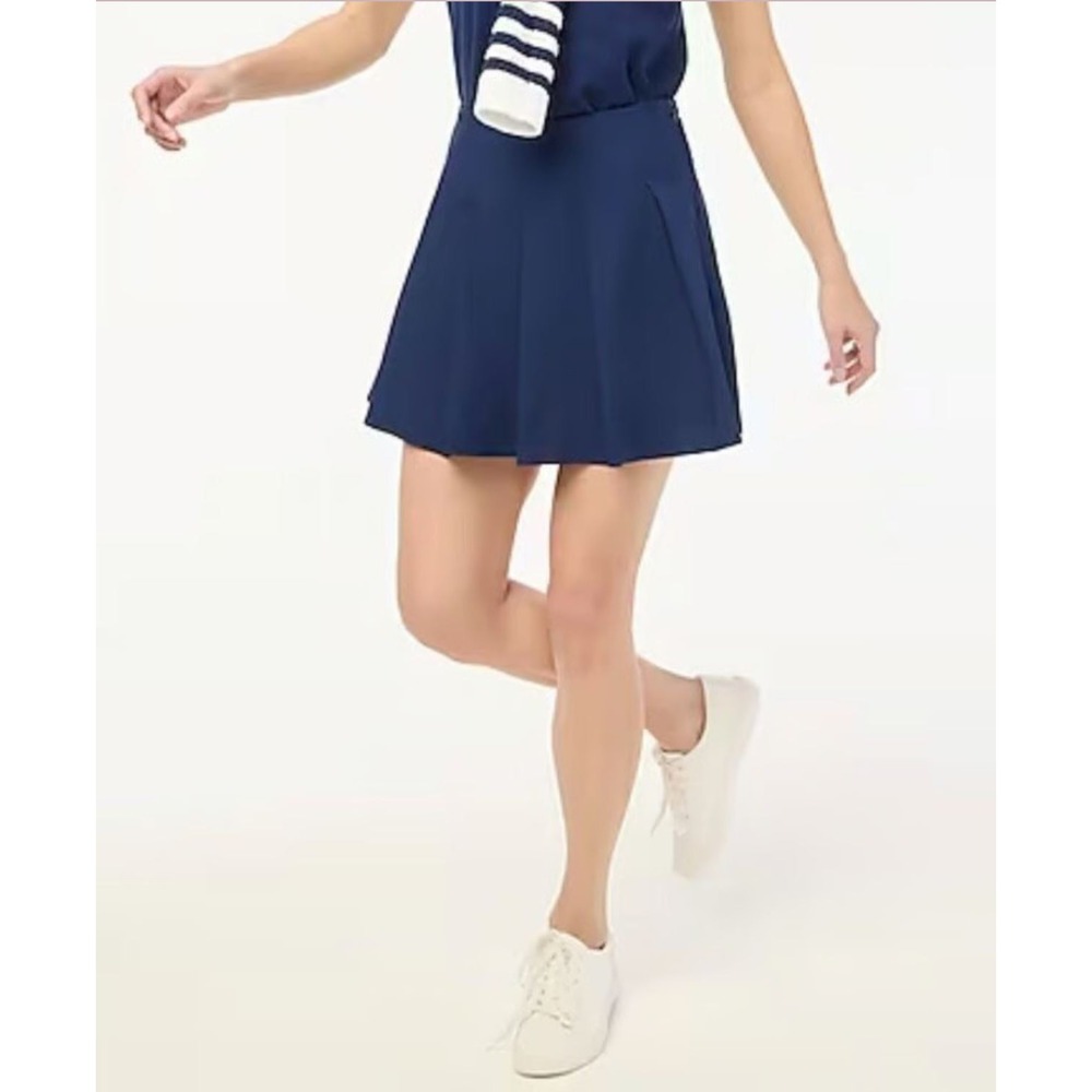 J CREW Pleated Skort‎ Active Skirt Academia Preppy Blue Sz L NWT